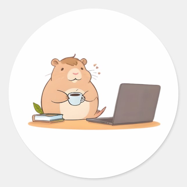 Sticker Rond Conception d'ordinateur portable de codeur de capy (Devant)