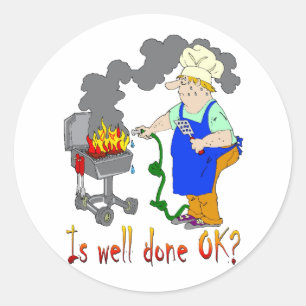 Sticker Rond Conception drôle de barbecue - est bien fait