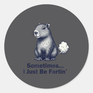Sticker Rond Conception drôle de capybara parfois je fais juste