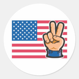 Sticker Rond Conception du drapeau américain de paix