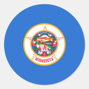 Sticker Rond Conception du drapeau de l'État du Minnesota