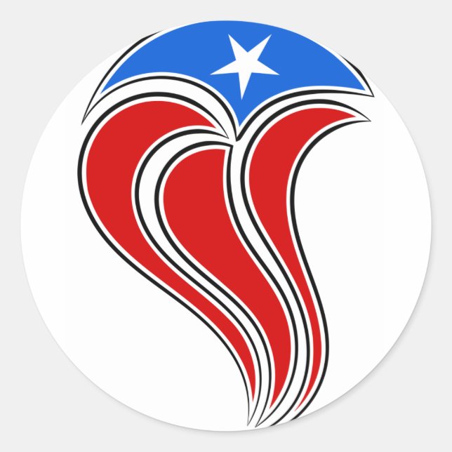 Sticker Rond Conception du drapeau de Porto Rico Curvy (Devant)