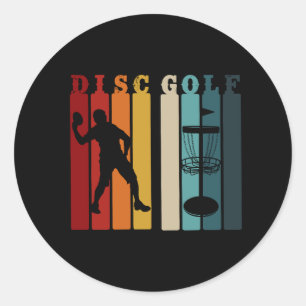 Sticker Rond Conception du parcours de disque rétro Frisbee L
