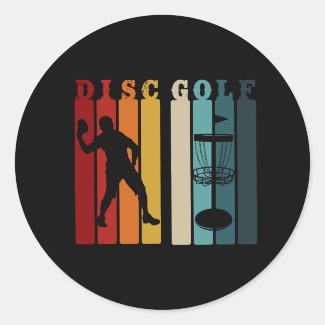 Sticker Rond Conception du parcours de disque rétro | Frisbee L (Devant)