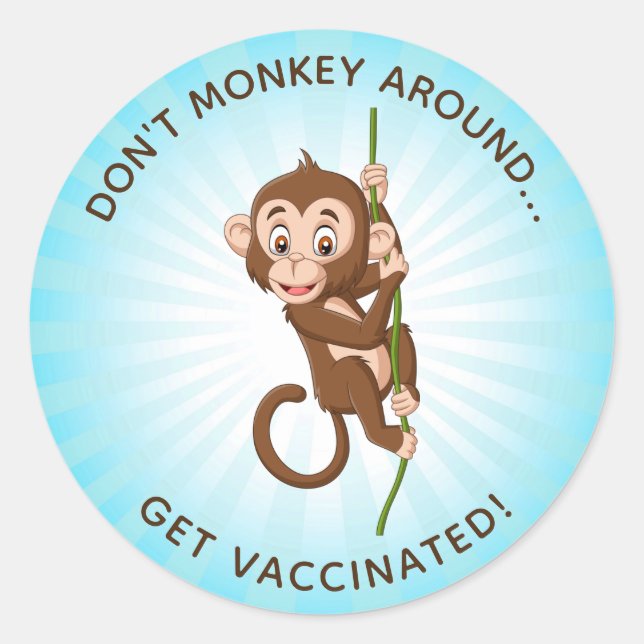 Sticker Rond Conception du singe Conception de la vaccination (Devant)