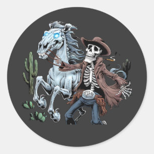 Sticker Rond Conception d'un cavalier de cowboy non mort