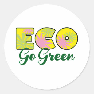 Sticker Rond Conception Éco Rétro Verte