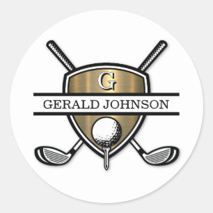 Sticker Rond Conception élégante de monogramme de golf personna