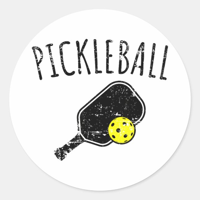 Sticker Rond Conception en détresse de pickleball  (Devant)