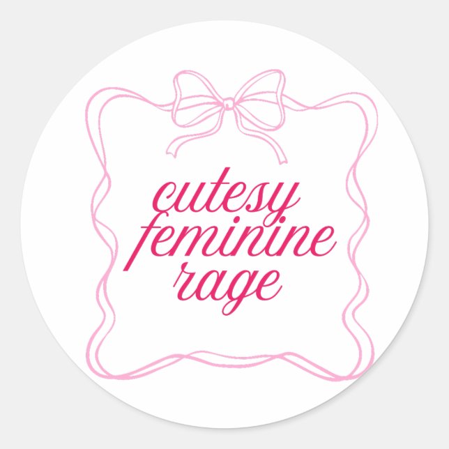 Sticker Rond Conception esthétique rose de colère féminine mign (Devant)