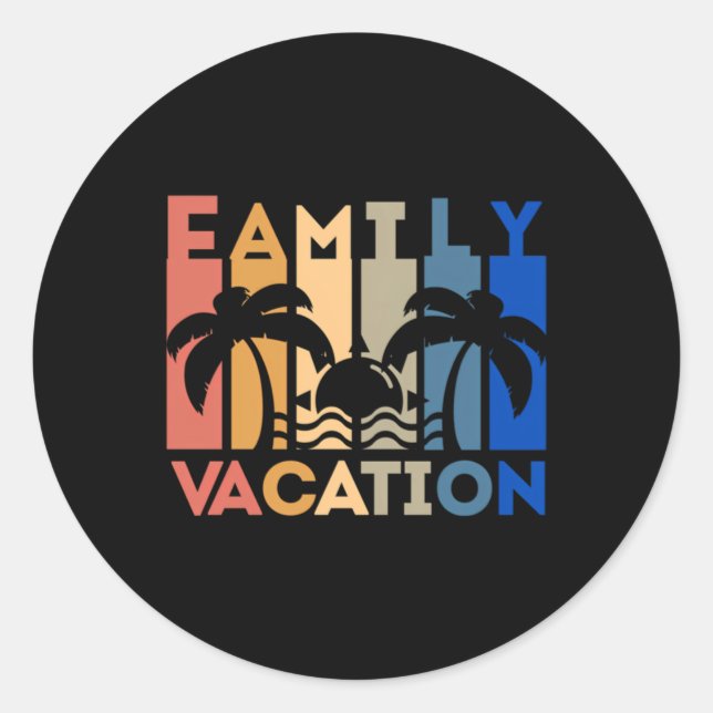 Sticker Rond Conception estivale mignonne de vacances familiale (Devant)