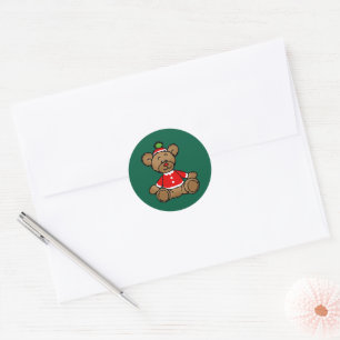 Sticker Rond Conception festive d'ours en peluche de Noël