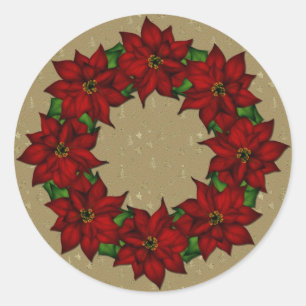 Sticker Rond Conception Festive Poinsettia