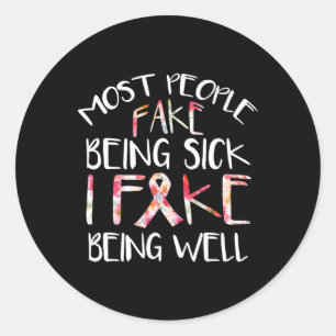 Sticker Rond Conception Fibromyalgie Guerrier Conscience Faux Ê