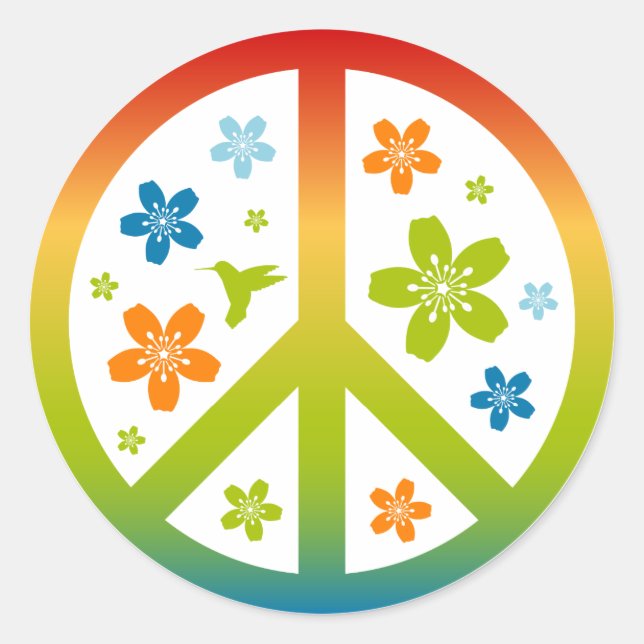 Sticker Rond Conception florale de paix (Devant)