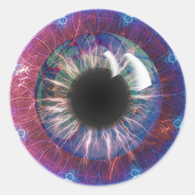 Sticker Rond Conception fractale des yeux de Tesla (Devant)