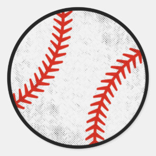 Sticker Rond Conception graphique de baseball vintage en détres