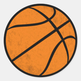 Sticker Rond Conception graphique de basket-ball vintage en dét