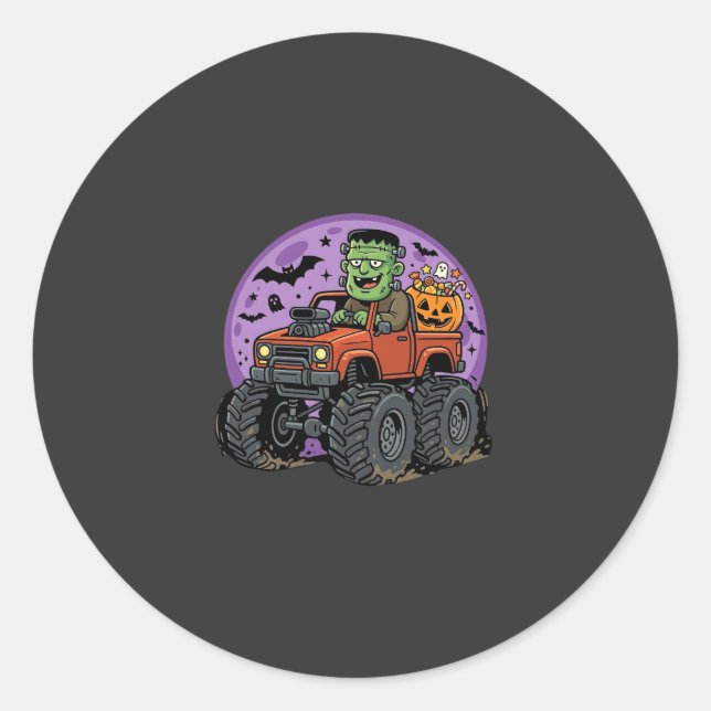 Sticker Rond Conception graphique de camion monstre Frankenstei (Devant)