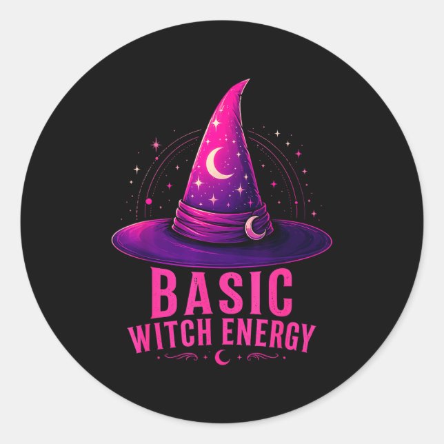 Sticker Rond Conception graphique de Halloween énergie sorcière (Devant)