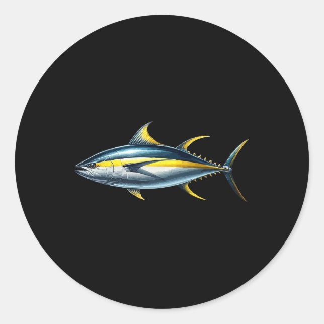 Sticker Rond Conception Graphique De Thon Albacore Amateur De P (Devant)