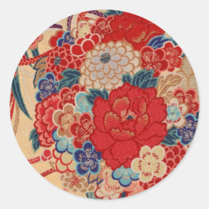 Sticker Rond Conception japonaise traditionnelle de tissu