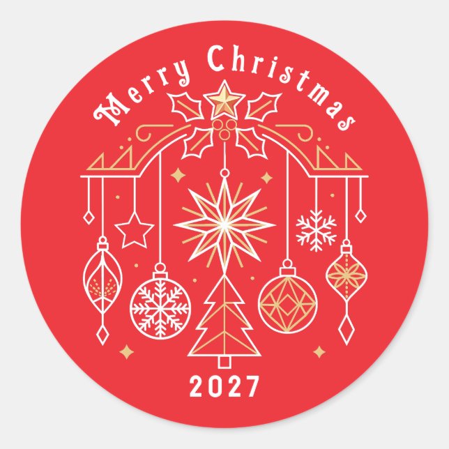 Sticker Rond Conception Joyeux Noël 2027 (Devant)