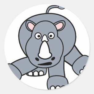 Sticker Rond Conception mignonne de rhinocéros