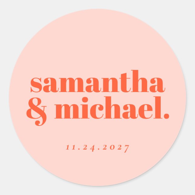 Sticker Rond Conception minimale Bienvenue typo Orange Rose (Devant)