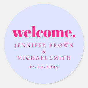 Sticker Rond Conception minimale lila rose Bienvenue