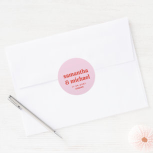 Sticker Rond Conception minimale typo rose ET orange