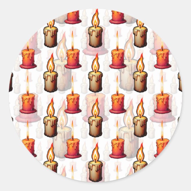 Sticker Rond Conception Motif de bougies brûlantes (Devant)