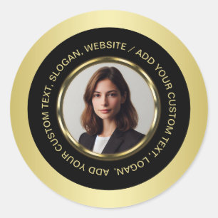 Sticker Rond Conception noir et or, logo ou photo dans un cercl