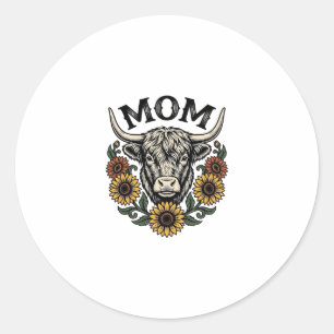 Sticker Rond Conception occidentale de tournesol vintage de vac