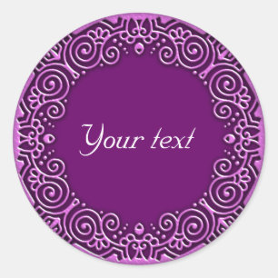 Sticker Rond Conception ornementale lilas brillante