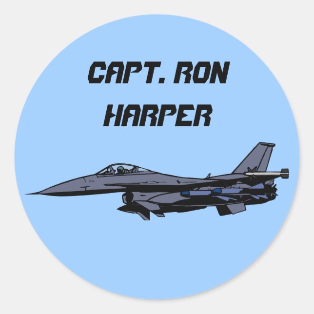 Sticker Rond Conception personnalisable de chasseurs F16 (Devant)