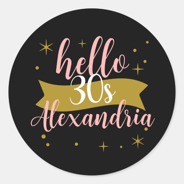 Sticker Rond Conception personnalisée d'anniversaire 30 ans ave (Devant)