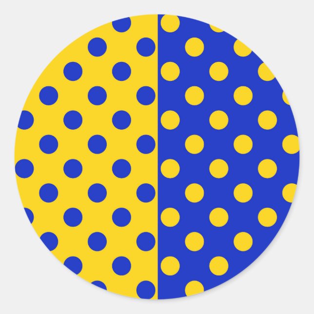 Sticker Rond Conception Pois demi-bleue Jaune (Devant)