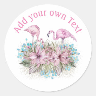 Sticker Rond Conception Propre Flamant rose Tropical Rose Bleu