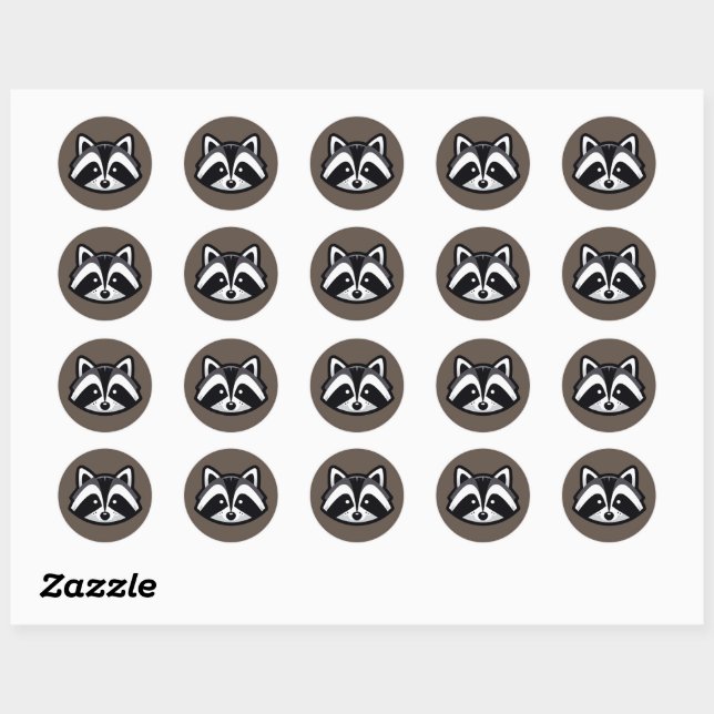 Sticker Rond Conception Raccoon simple (Feuille)