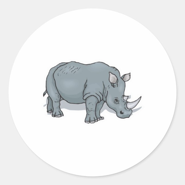 Sticker Rond conception réaliste de rhinocéros (Devant)