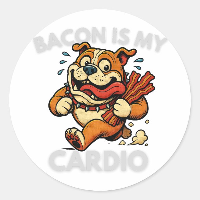 Sticker Rond Conception rétro drôle pour amateur de bacon (Devant)