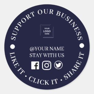 Sticker Rond Conception ronde de partage social bleu marine pou