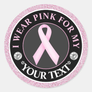 Sticker Rond Conception Ruban Rose pour la sensibilisation au c