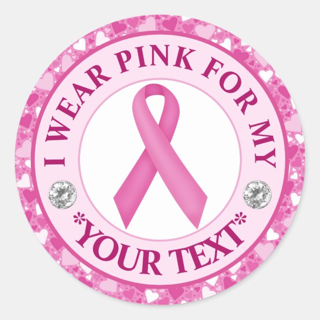 Sticker Rond Conception Ruban Rose pour la sensibilisation au c (Devant)