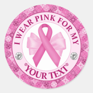 Sticker Rond Conception Ruban Rose pour la sensibilisation au c
