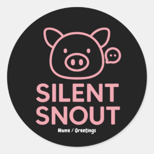 Sticker Rond Conception Silencieux Museau Mignon Minimal Rose P