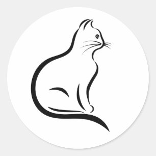 Sticker Rond Conception simple d'un plan de chat