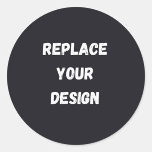 Sticker Rond Conception simple noire personnalisée Ajouter une