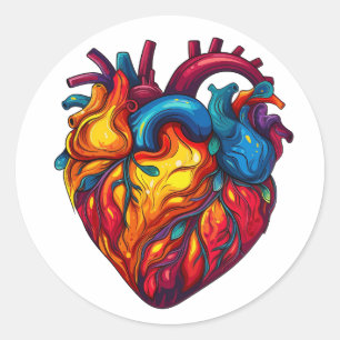 Sticker Rond Conception super de l'anatomie cardiaque humaine  